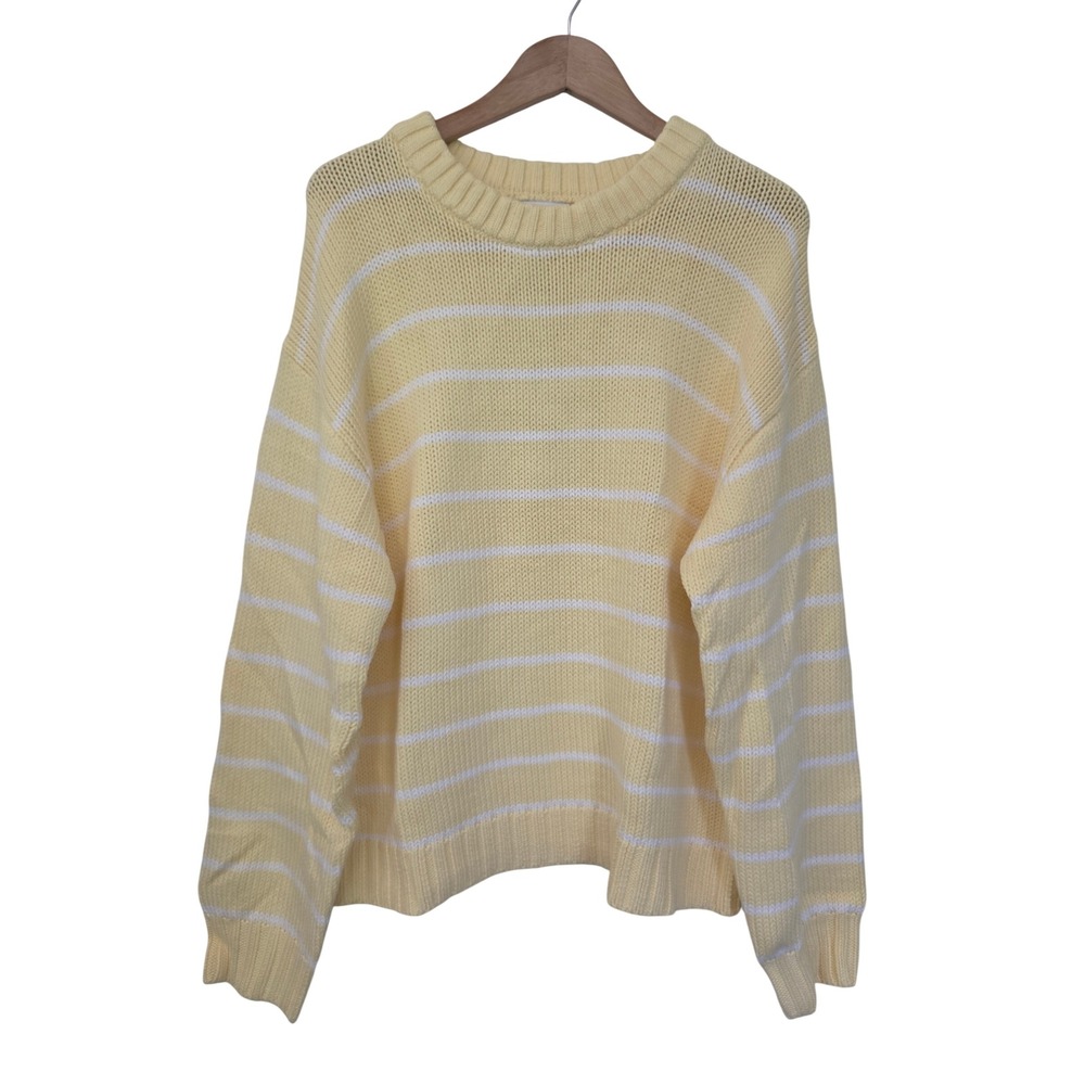 Rumored Bayside Sweater Striped Knit Women S Banana Yellow NWT $148